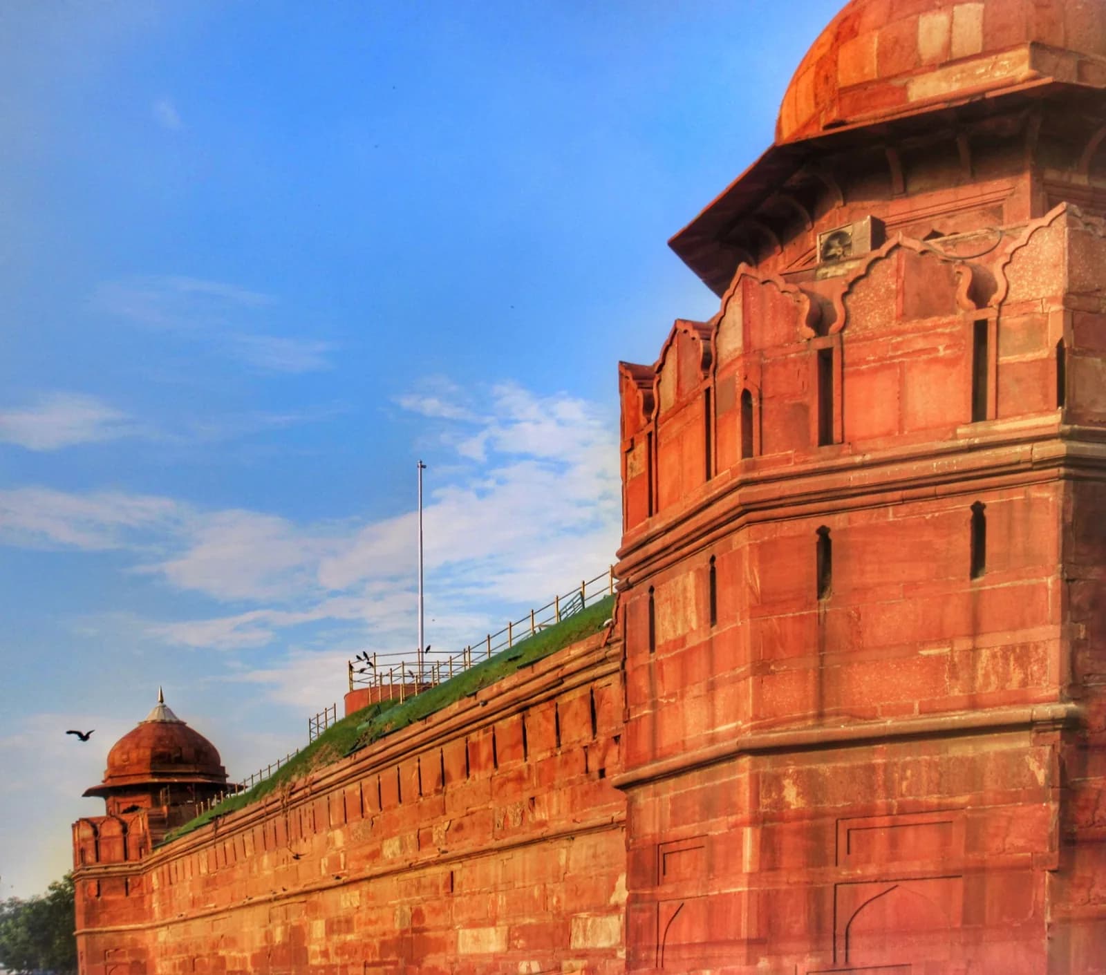 The Indian tricolour flying above the ramparts of the Red Fort